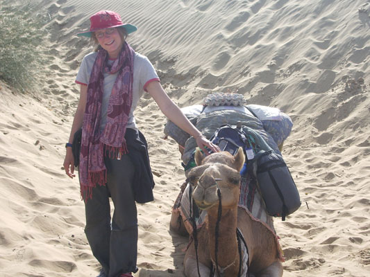 Camel trekking in the desert=