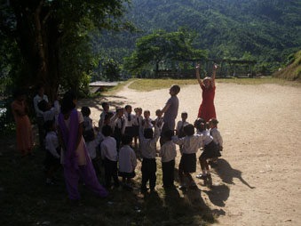 Playing games with the children