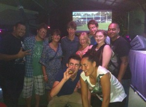 Enjoying a well deserved drink with some teachers from Djarragun!
