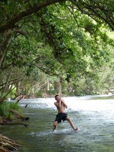 Swinging on rope in the Little Mulgrave River! :)