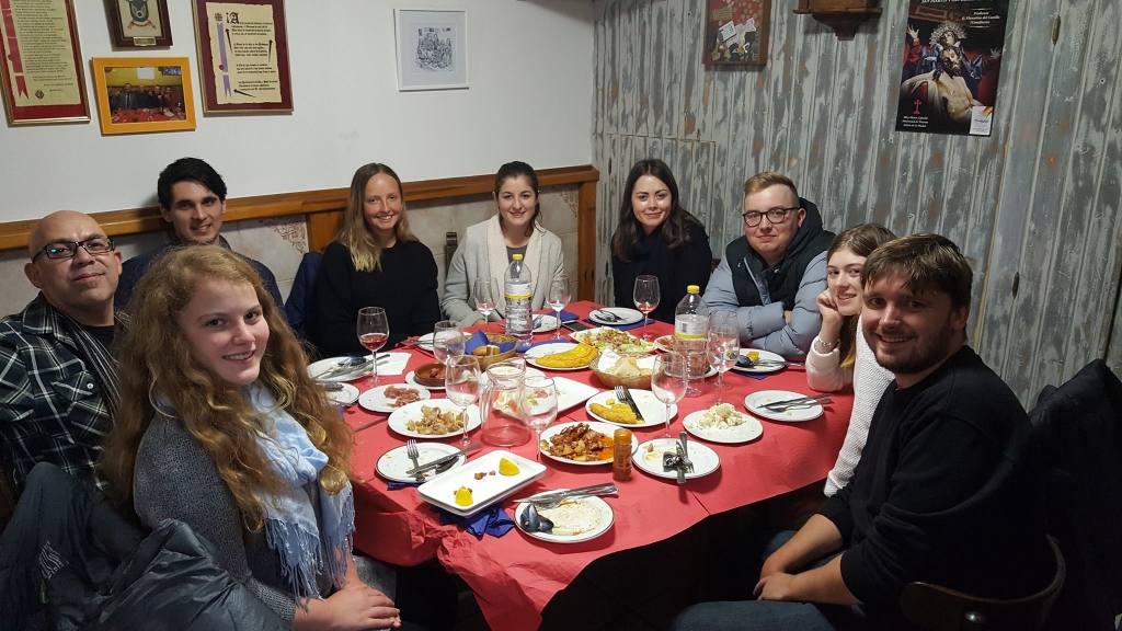 Dinner in Spain with Spanish family Volunteer has typical Spanish dinner with host family